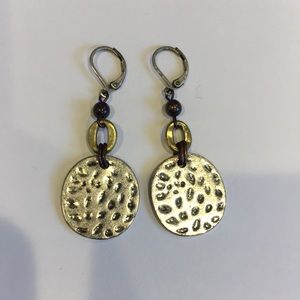 Tri colored hammered earrings